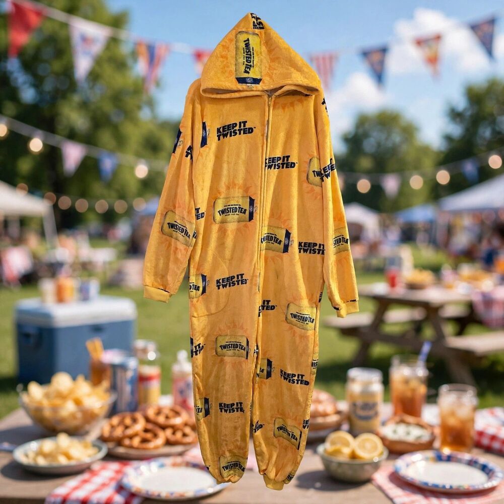 Twisted Tea Pajamas Costume Lounge Wear Hooded Jumpsuit Party Medium Large C219